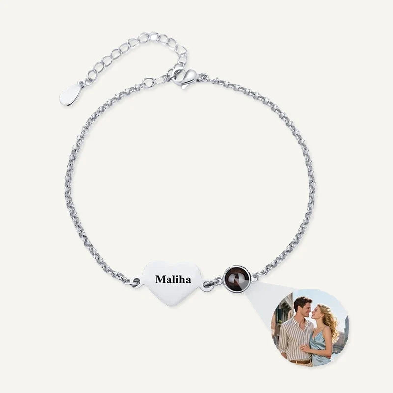 Fotoarmband mit Herz und Namensgravur