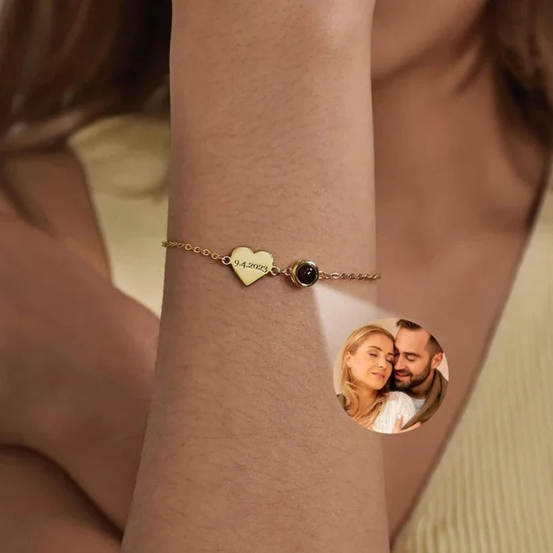Fotoarmband mit Herz und Namensgravur