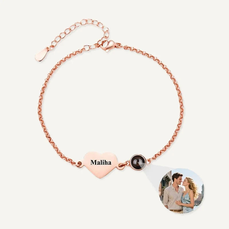 Fotoarmband mit Herz und Namensgravur