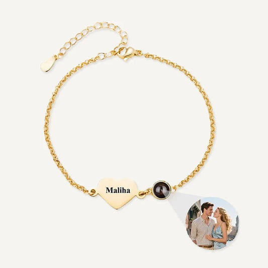 Fotoarmband mit Herz und Namensgravur