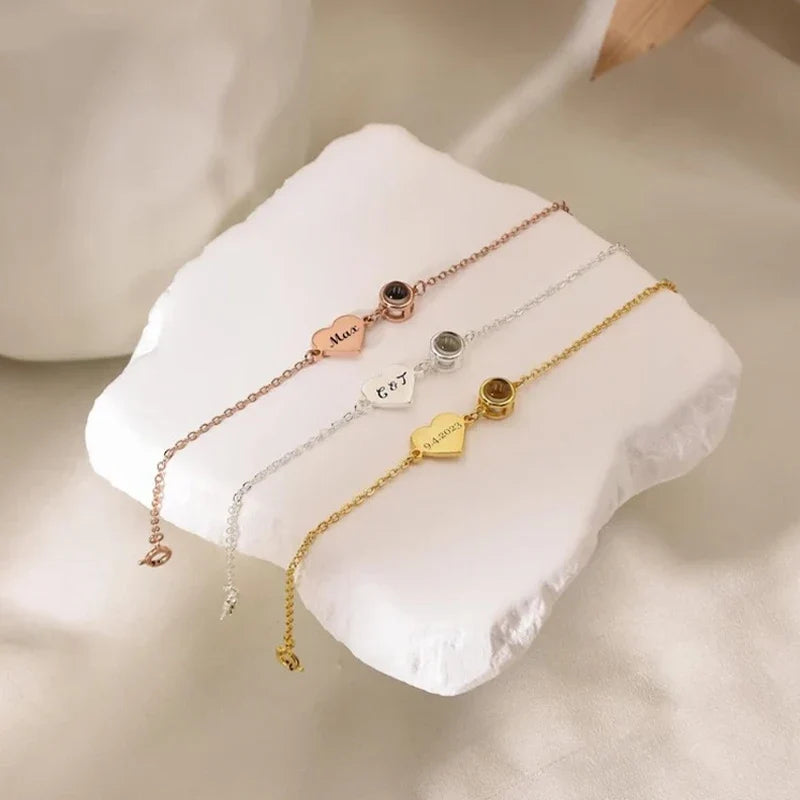 Fotoarmband mit Herz und Namensgravur