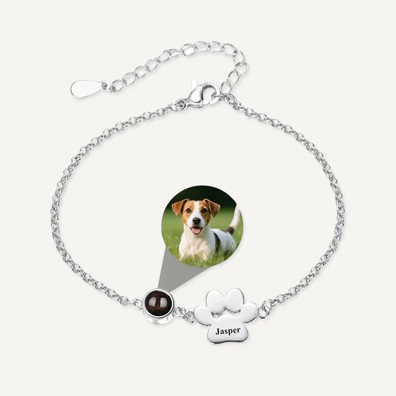 Fotoarmband mit Hundepfote und Namensgravur