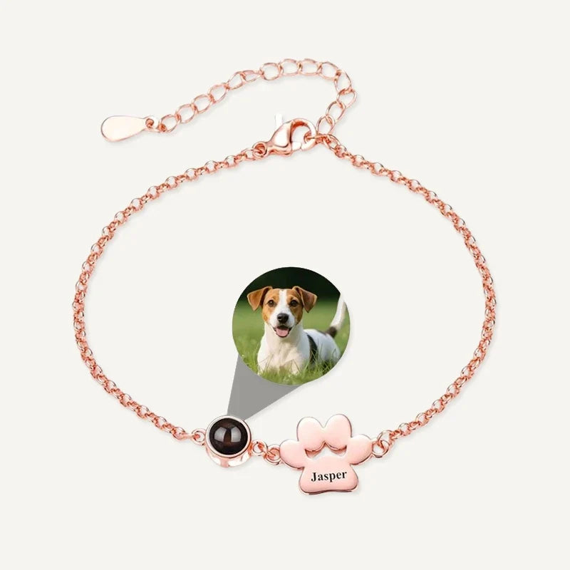 Fotoarmband mit Hundepfote und Namensgravur