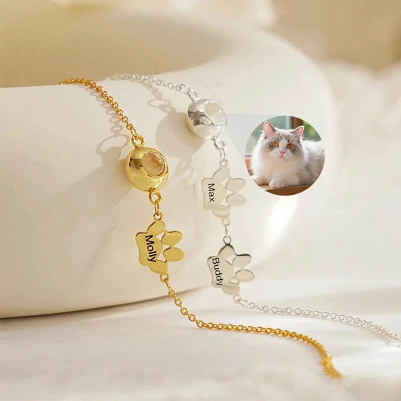 Fotoarmband mit Hundepfote und Namensgravur
