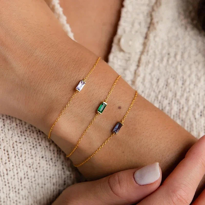 Geburtsstein Armband eckig