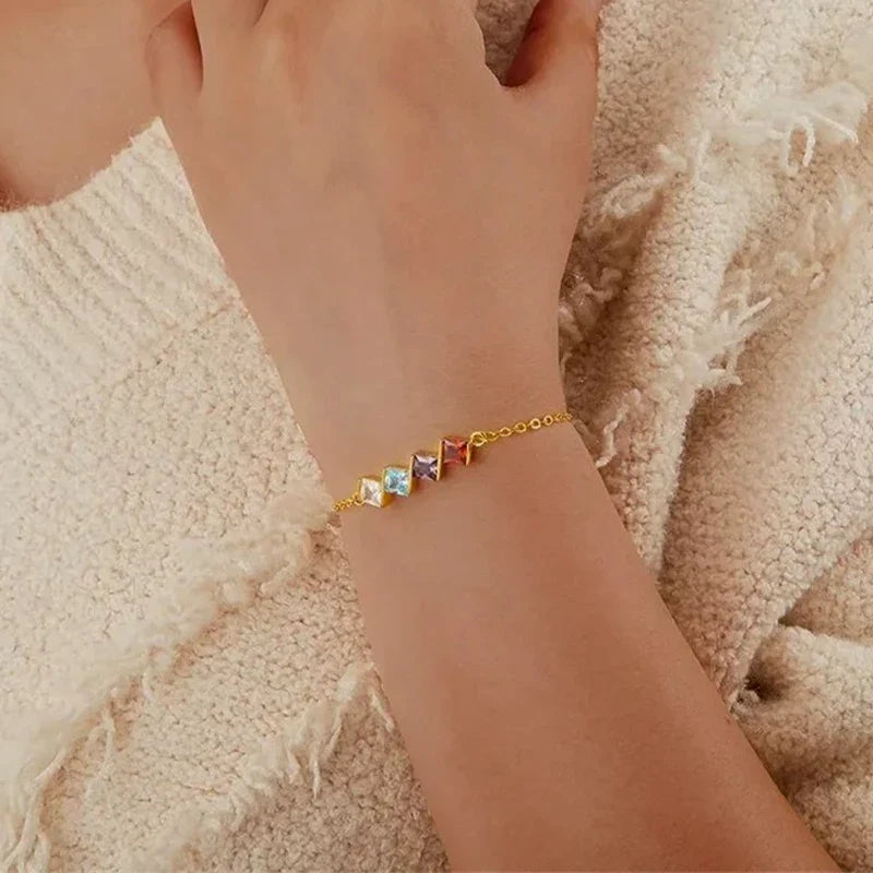 Geburtsstein Armband quadratisch
