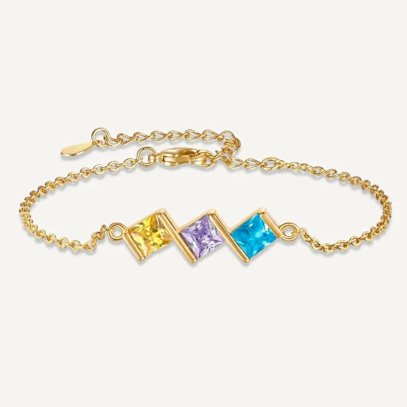 Geburtsstein Armband quadratisch