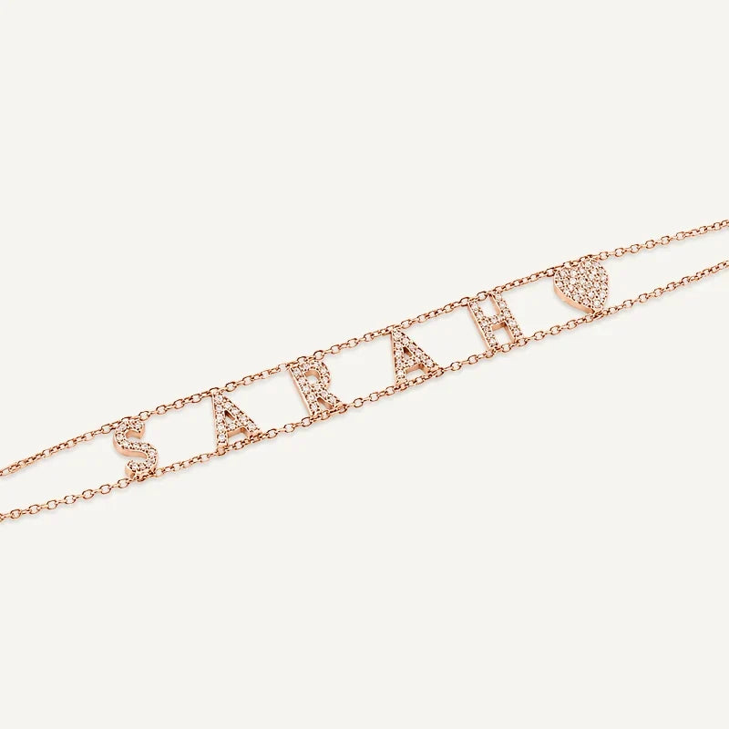 Namensarmband mit Buchstaben aus Zirkonia