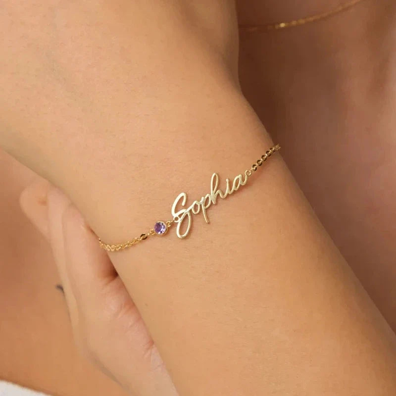 Geburtsstein Armband mit Namen