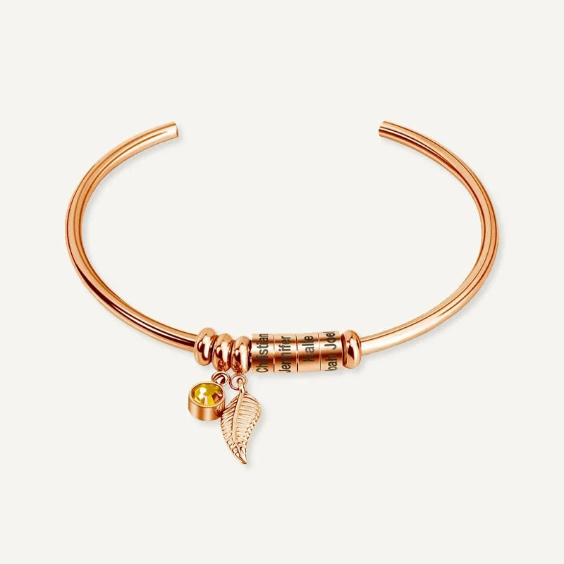 Familienarmband mit Namen und Geburtssteinen