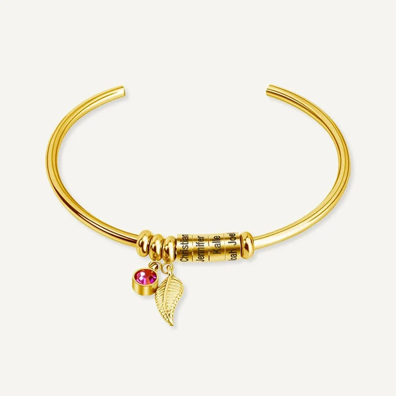 Familienarmband mit Namen und Geburtssteinen