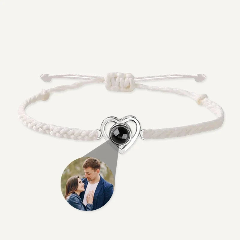 Geflochtenes Fotoarmband mit Herz und Bild