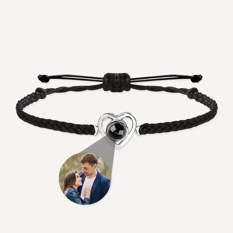Geflochtenes Fotoarmband mit Herz und Bild