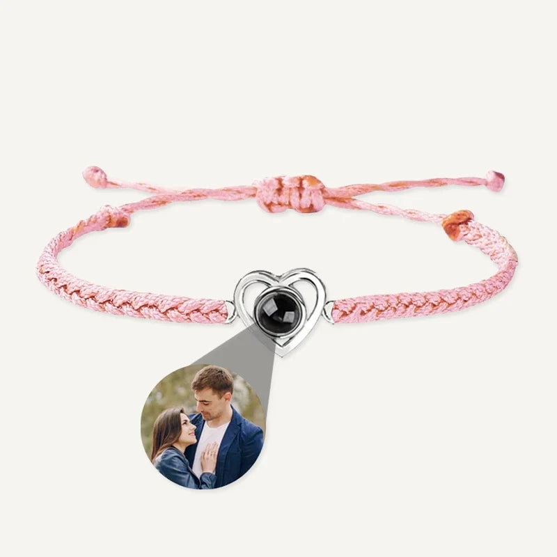 Geflochtenes Fotoarmband mit Herz und Bild