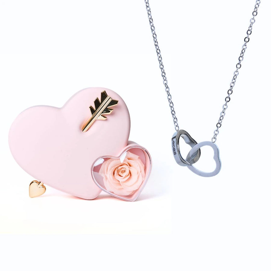 Ewige Rose im Herz mit personalisierter Kette