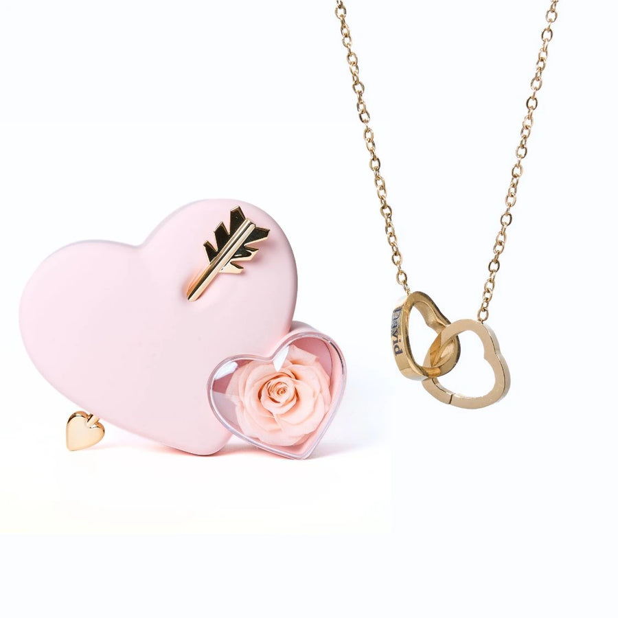 Ewige Rose im Herz mit personalisierter Kette