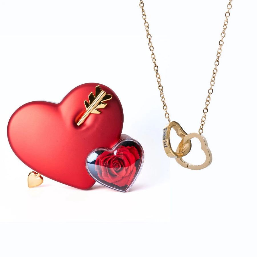 Ewige Rose im Herz mit personalisierter Kette