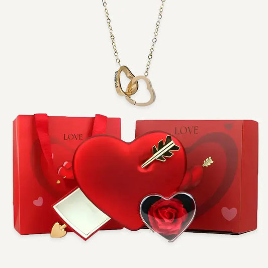 Ewige Rose im Herz mit personalisierter Kette
