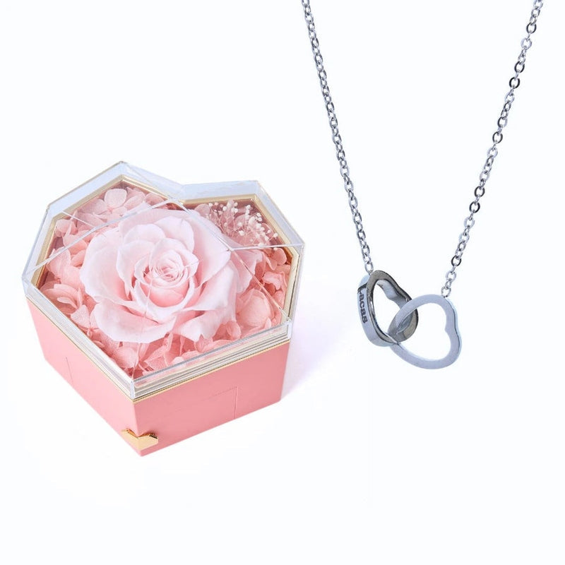 Geschenkset Herzbox mit ewiger Rose und Kette