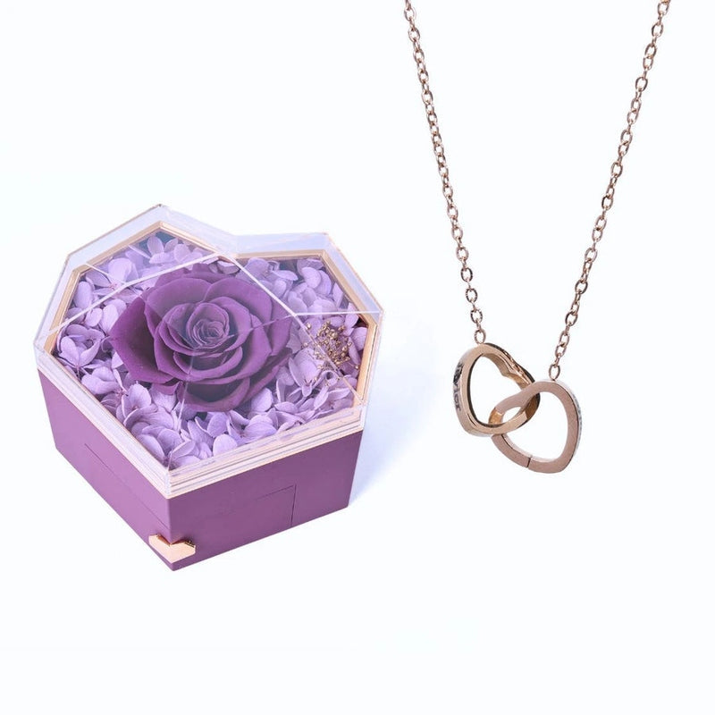 Geschenkset Herzbox mit ewiger Rose und Kette