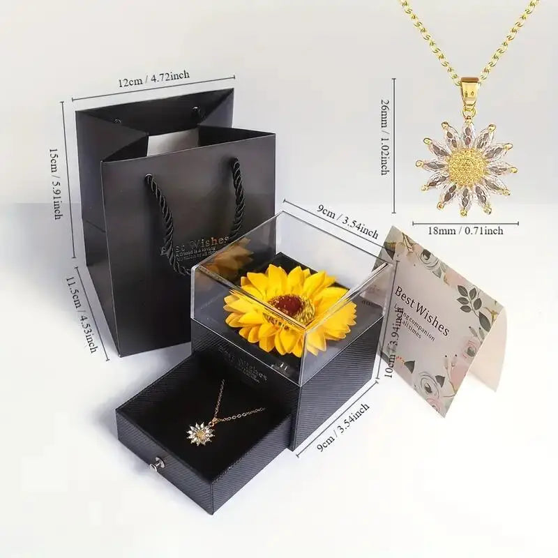 Geschenkset mit Sonnenblume und Kette