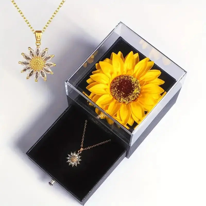 Geschenkset mit Sonnenblume und Kette