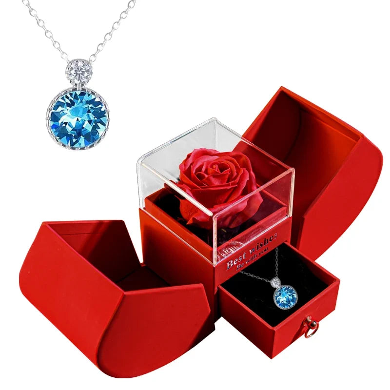 Geschenkset mit ewiger Rose und Schmuck