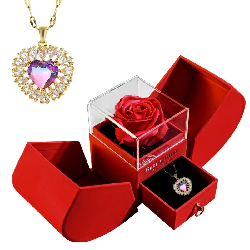 Geschenkset mit ewiger Rose und Schmuck
