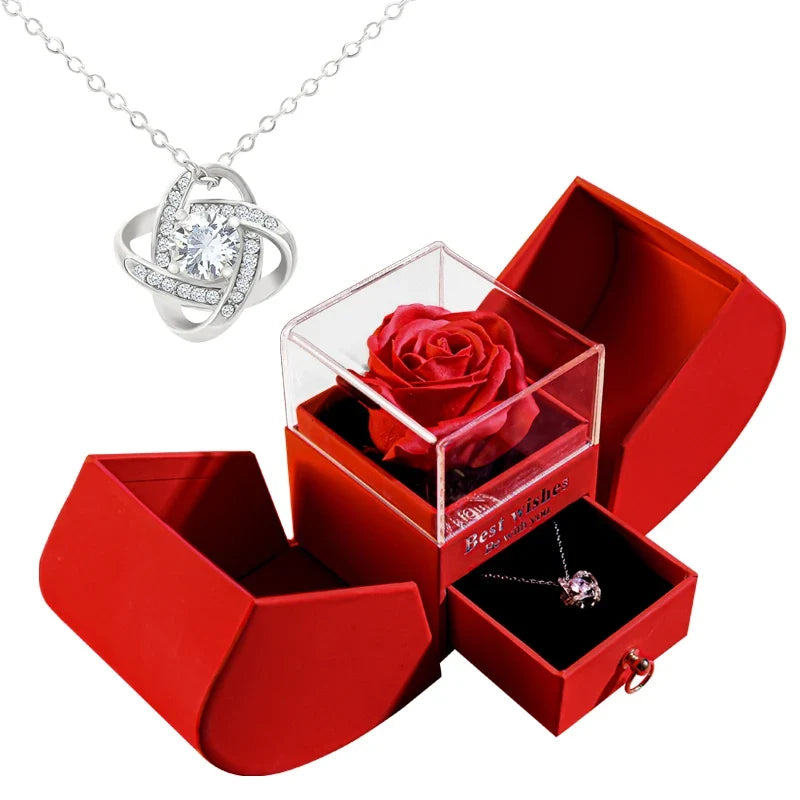 Geschenkset mit ewiger Rose und Schmuck