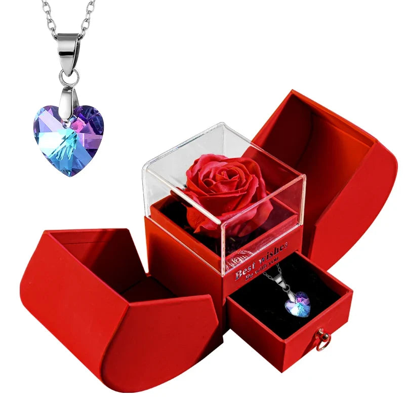 Geschenkset mit ewiger Rose und Schmuck
