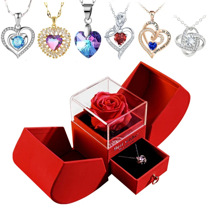 Geschenkset mit ewiger Rose und Schmuck