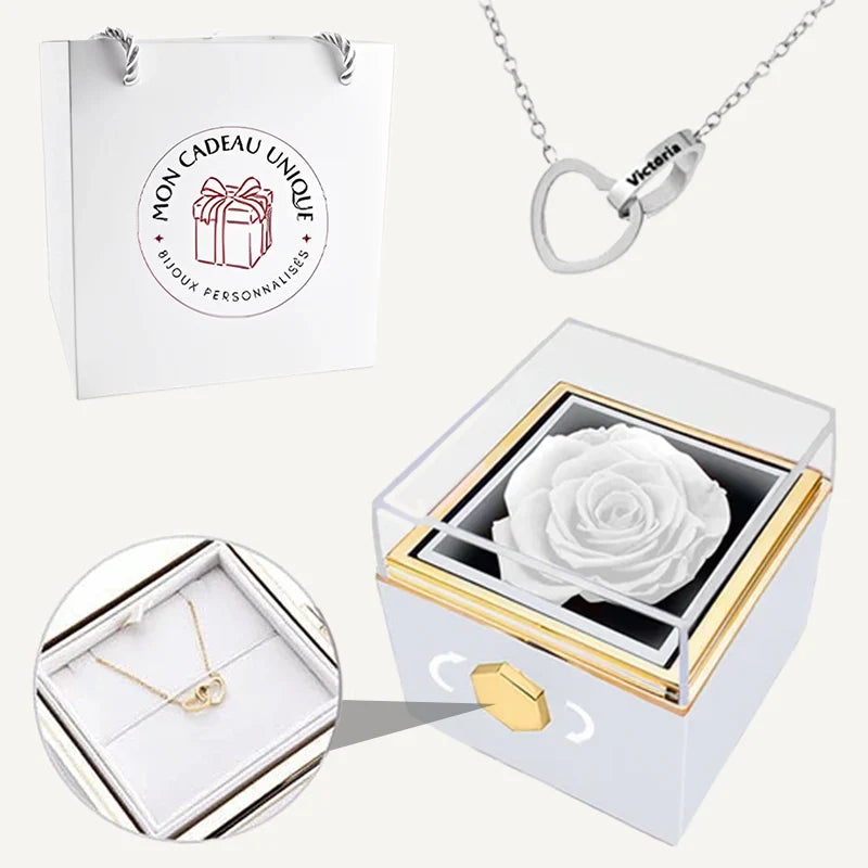 Geschenkset mit ewiger Rose und Namenskette