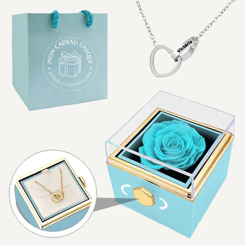 Geschenkset mit ewiger Rose und Namenskette