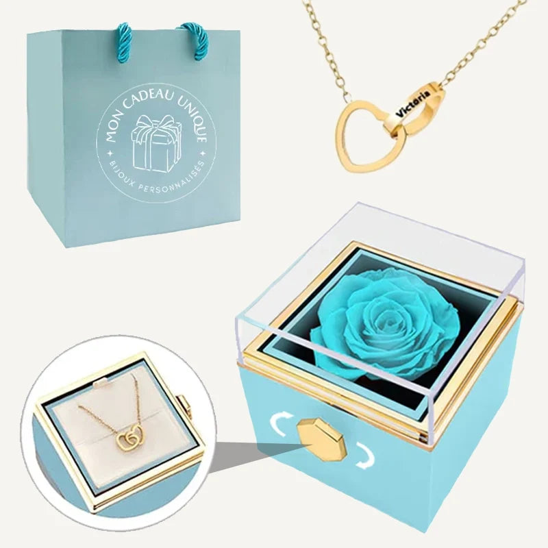 Geschenkset mit ewiger Rose und Namenskette