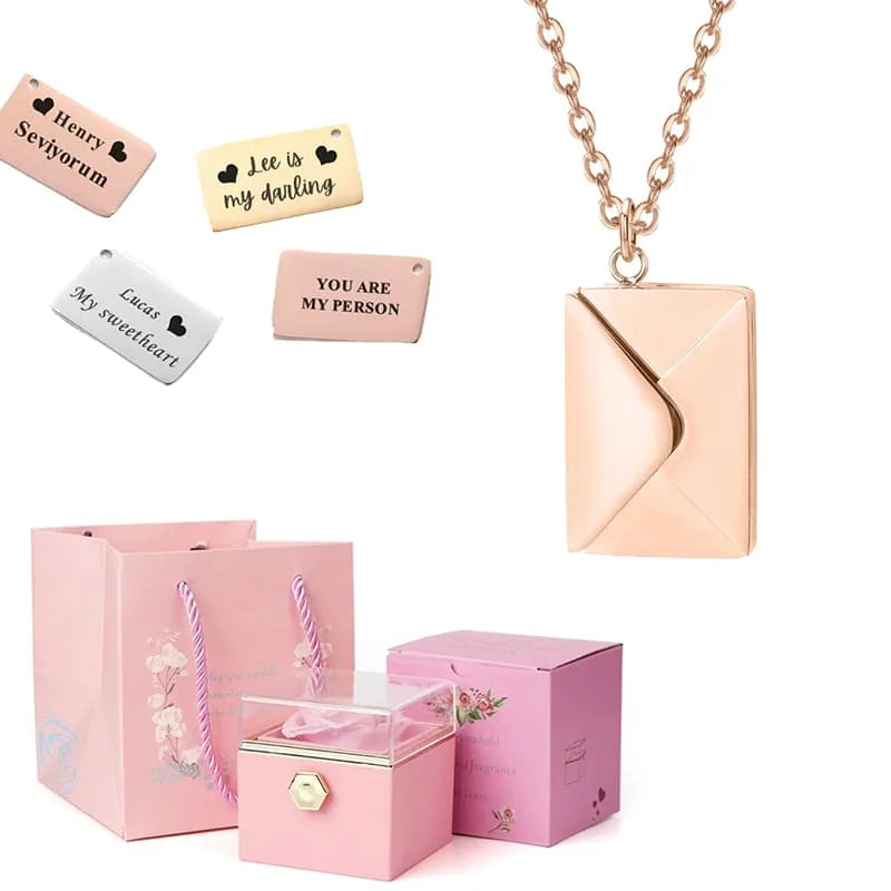 Ewige Rose mit Buchstabenkette im Set