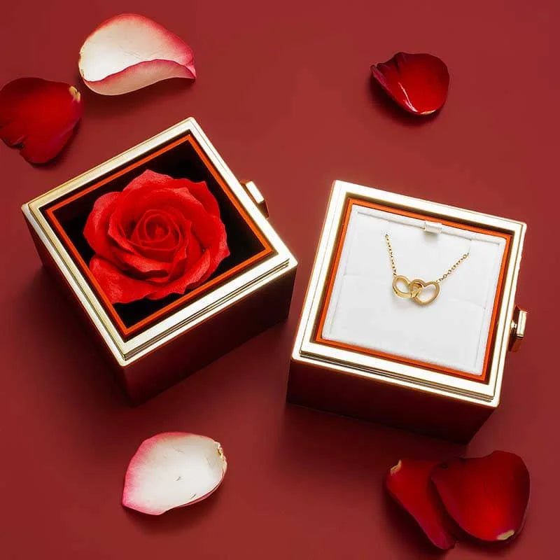 Geschenkset mit ewiger Rose und Namenskette