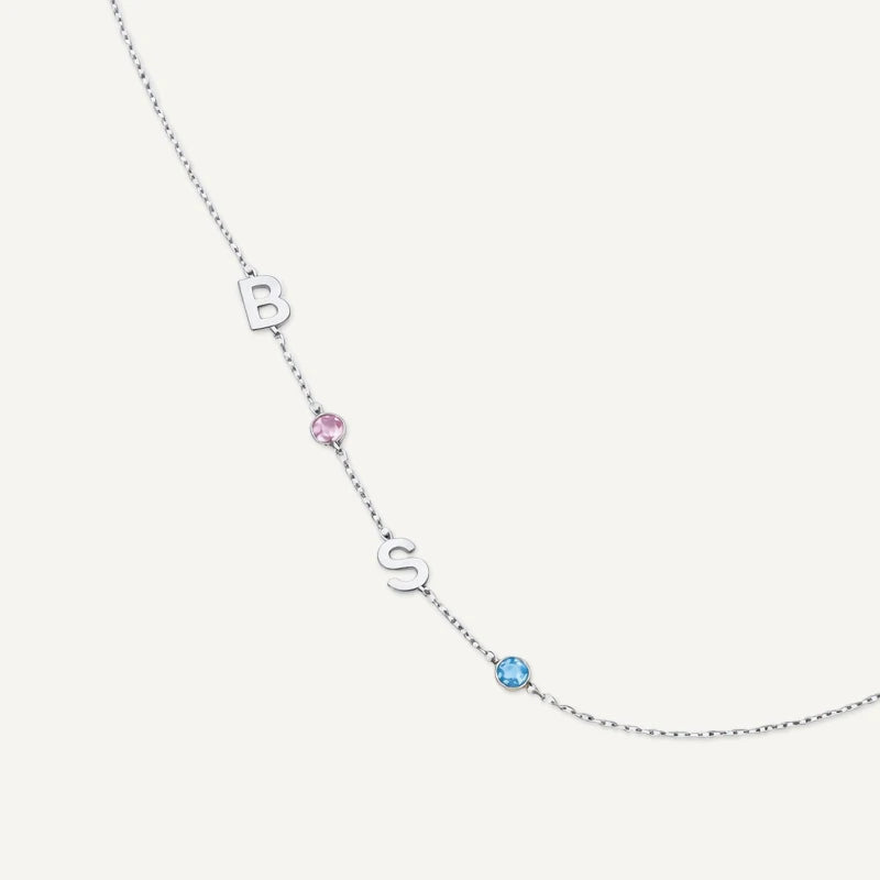 Kette mit 2 Initialen und Geburtssteinen