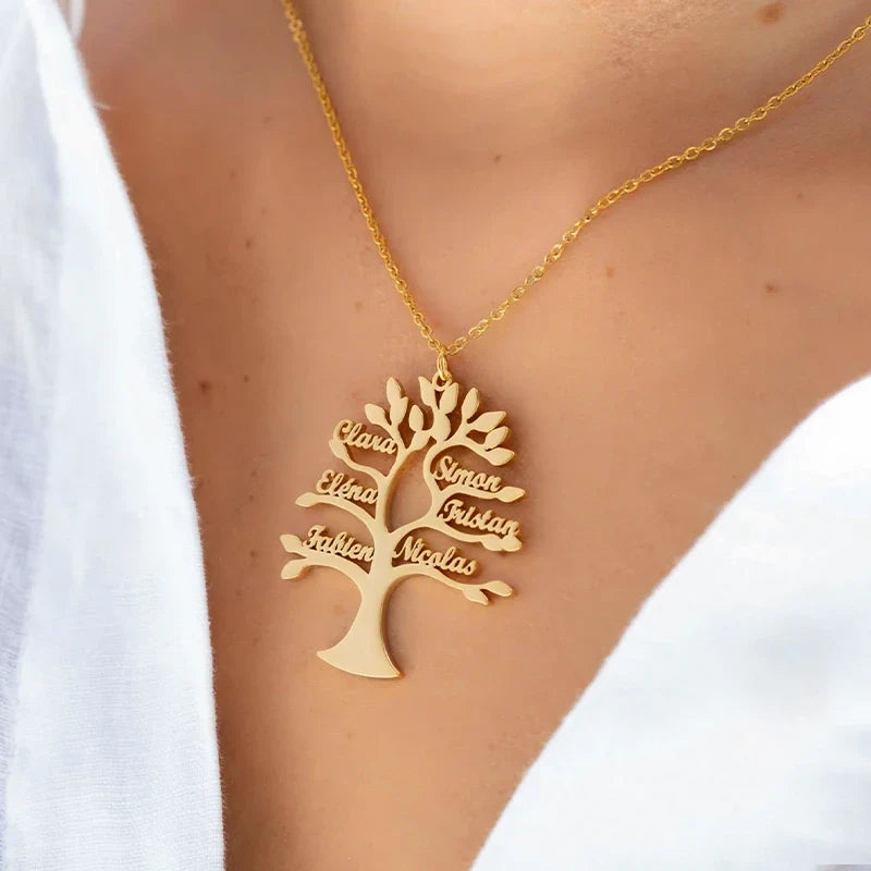 Lebensbaum Kette mit Namen auf den Zweigen