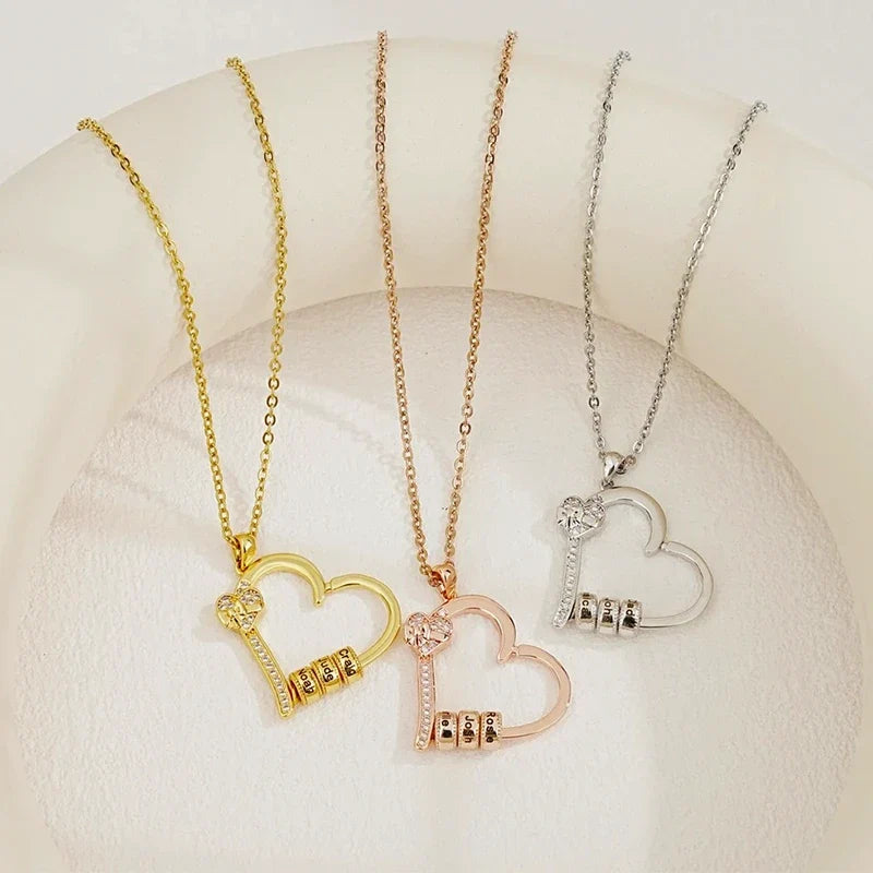 Herzkette mit Charms und bis zu 6 Namen