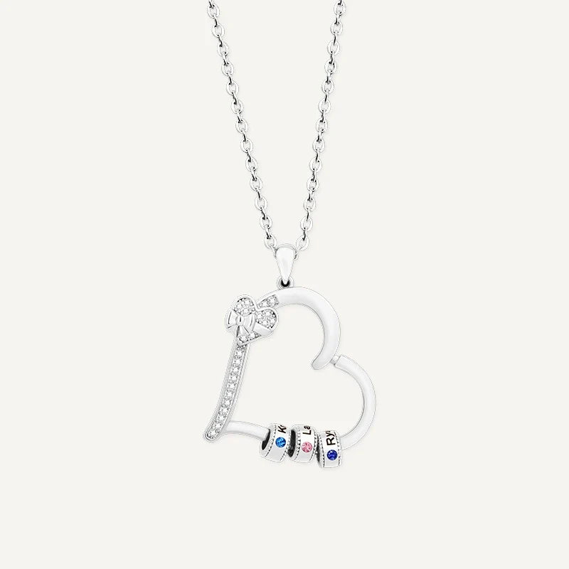 Herz Charm Kette mit Namen und Geburtssteinen