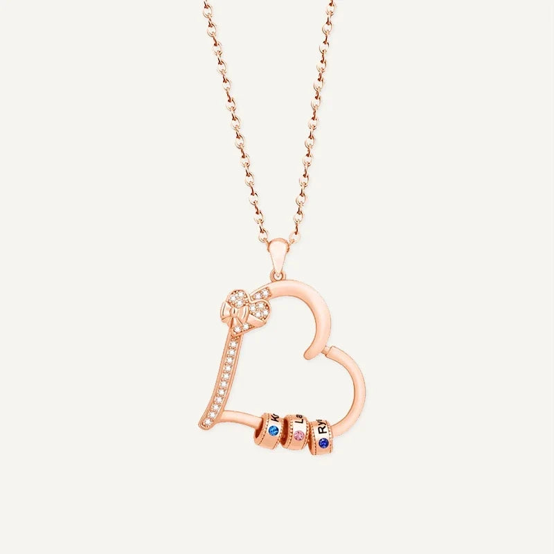 Herz Charm Kette mit Namen und Geburtssteinen