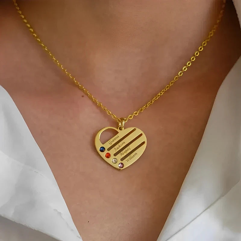 Personalisierte Herzkette mit Geburtssteinen