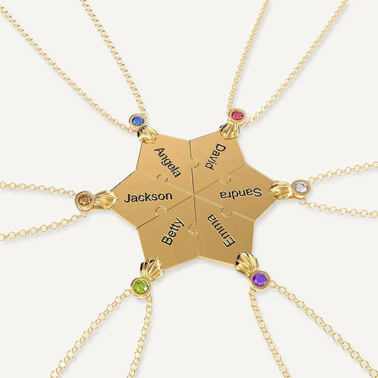 Puzzle Familienkette mit Namen und Geburtsstein