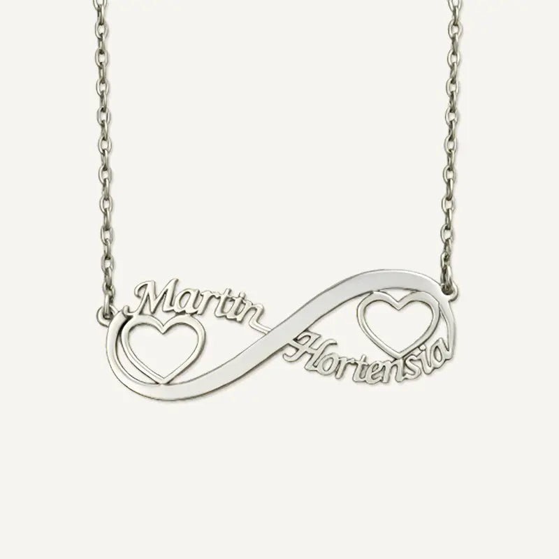 Unendlichkeit Kette mit 2 Namen und Herzen