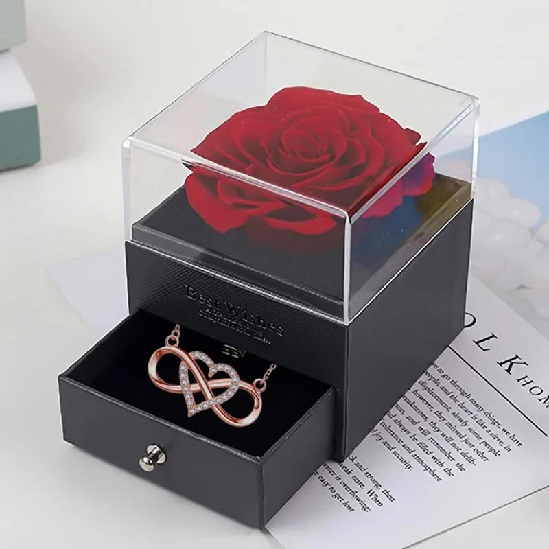 Unendlichkeit Kette zum Valentinstag mit Rose