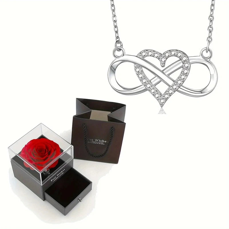 Unendlichkeit Kette zum Valentinstag mit Rose