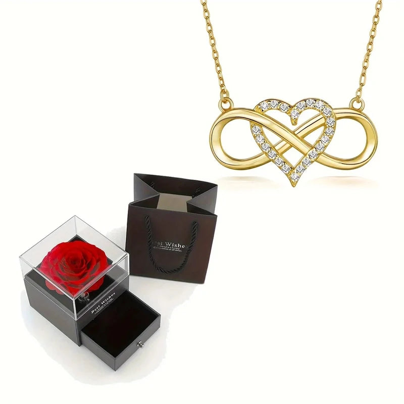 Unendlichkeit Kette zum Valentinstag mit Rose