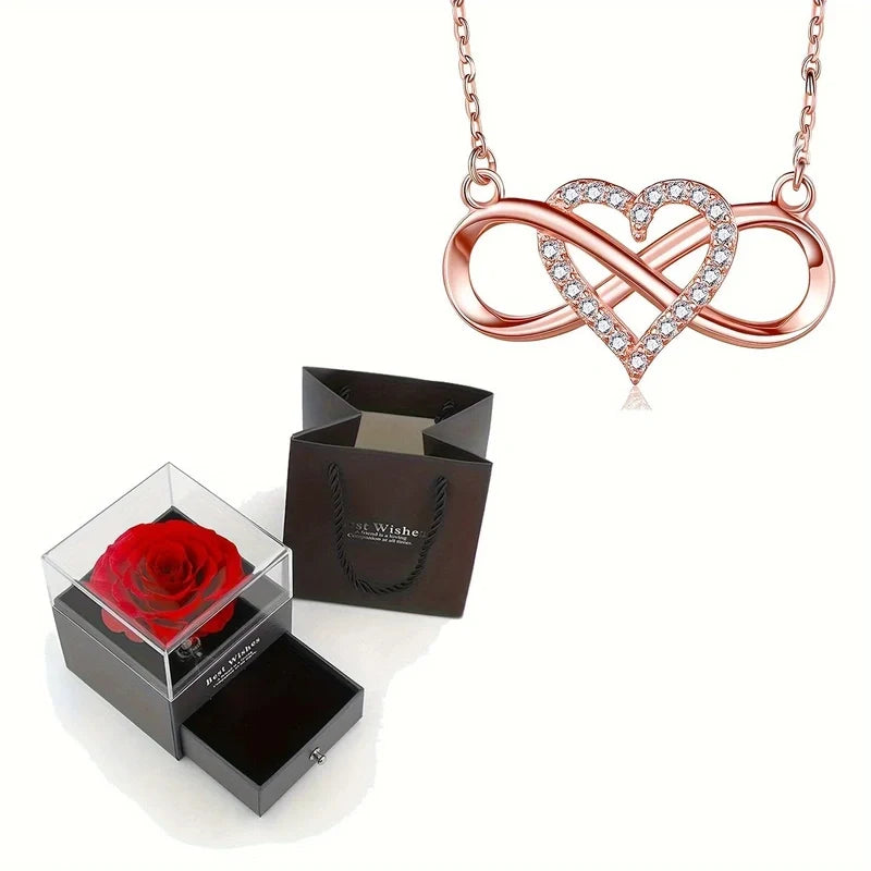 Unendlichkeit Kette zum Valentinstag mit Rose