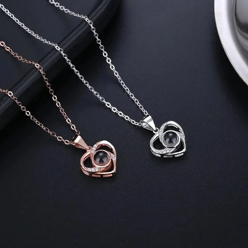Kette Ich liebe dich in 100 Sprachen mit Rose