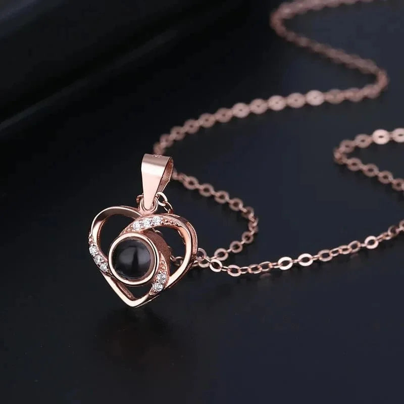 Kette Ich liebe dich in 100 Sprachen mit Rose